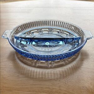 🦋 Vintage Federal Glass Relish Nut Candy Dish. Button and Cane